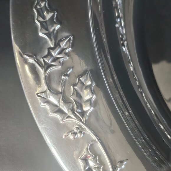 New Lenox Winter Theme Large Chip Dip Bowl Holly Berry Pattern Aluminum 14" - Picture 7 of 15